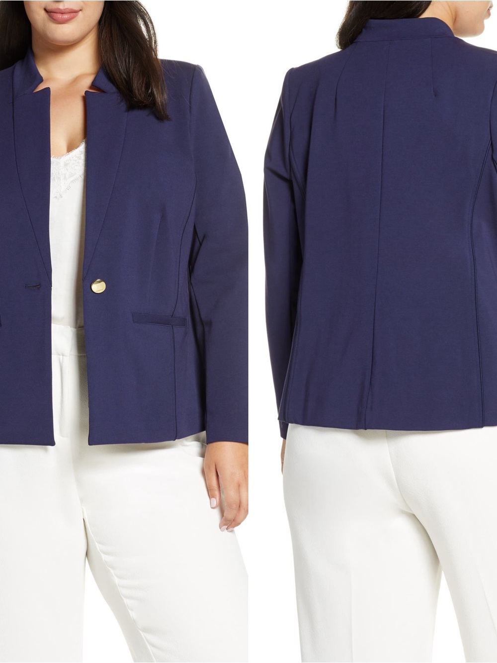 Eloquii The Ultimate Stretch One Button Blazer in Navy Blue Sz 20 💛🍄